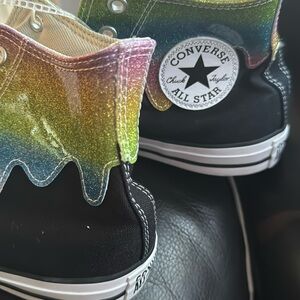 NEW Converse chuck Taylor all star CTAS high top black rainbow glitter